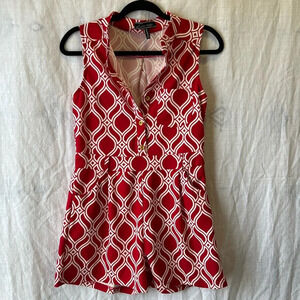 Women's Love University Red & White Retro Romper Size M
